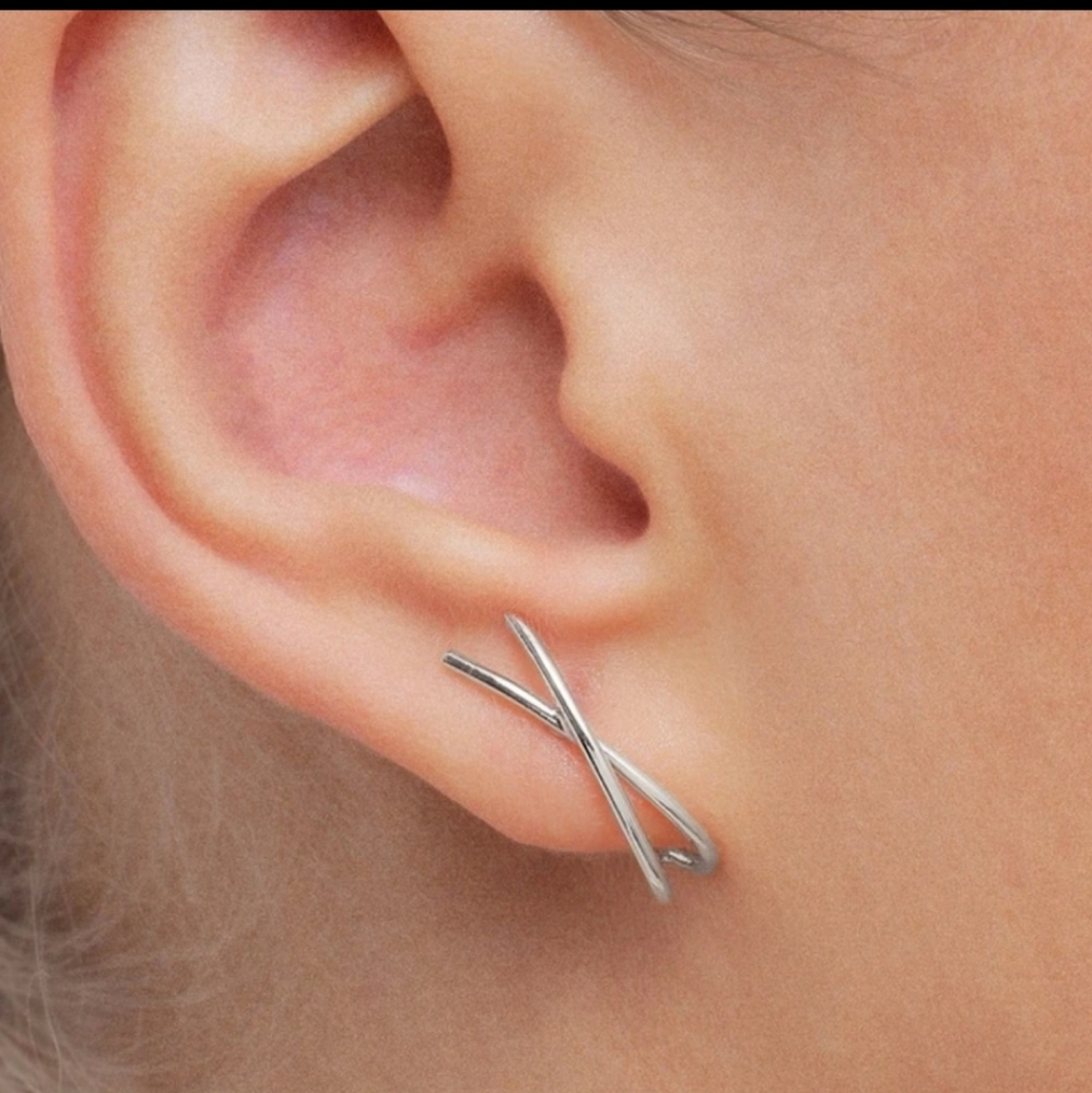 Silver Criss Cross Earrings
